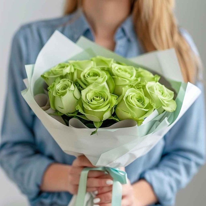 Букет 11 зеленых роз