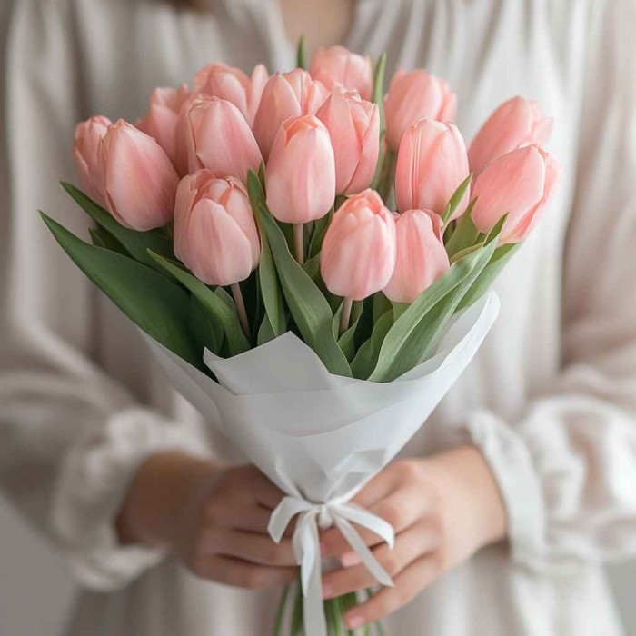 Букет 15 розовых тюльпанов