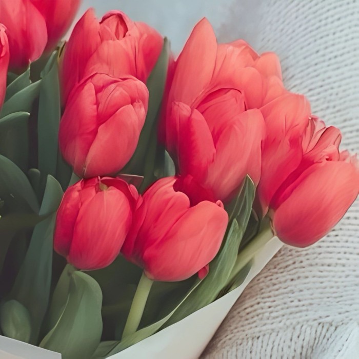 Букет 15 красных тюльпанов