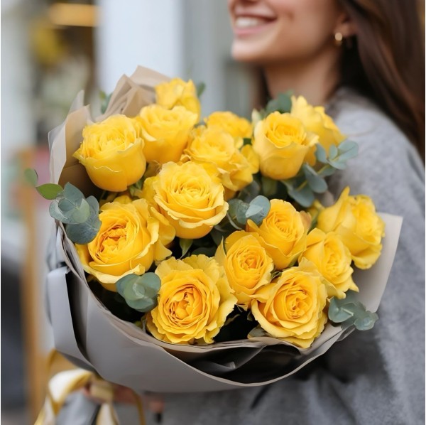 Букет 15 желтых роз