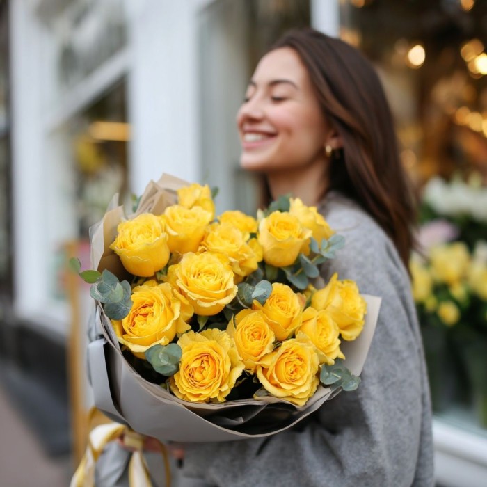 Букет 15 желтых роз