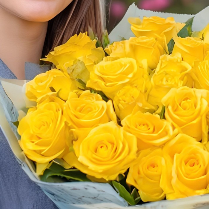 Букет 23 желтые розы