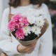 Букет 3 бело-розовые хризантемы