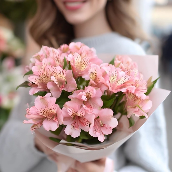 Букет 3 розовые альстромерии