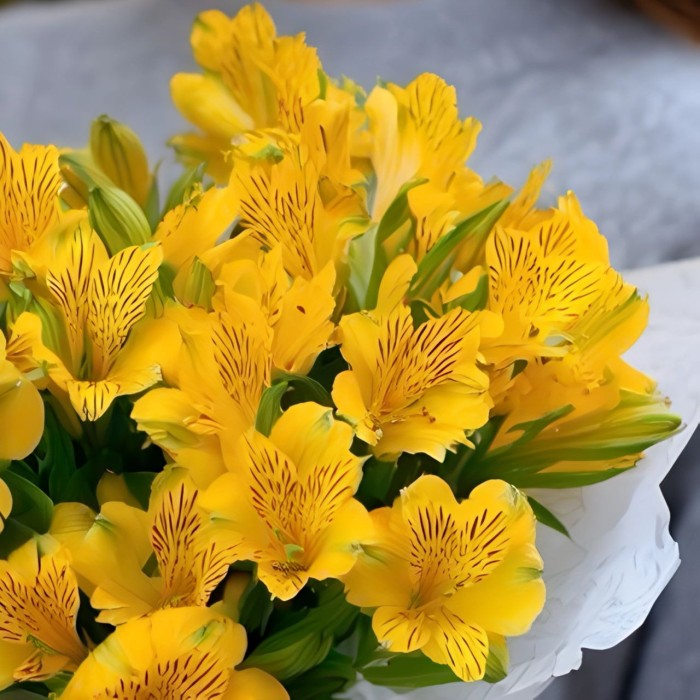 Букет 5 желтых альстромерий