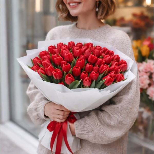 51 красный тюльпан