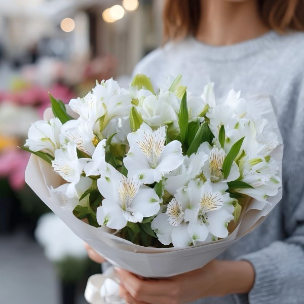 7 белых альстромерий