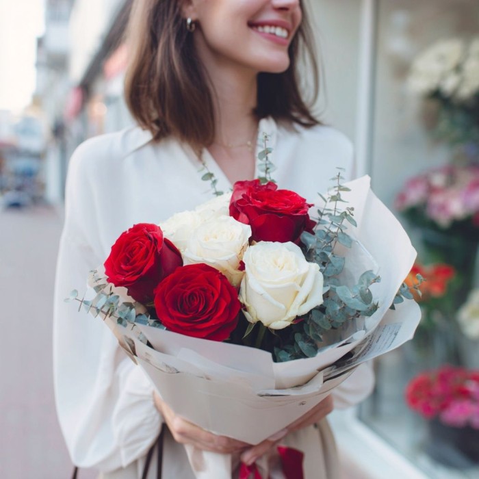 Букет 7 роз микс 60 см