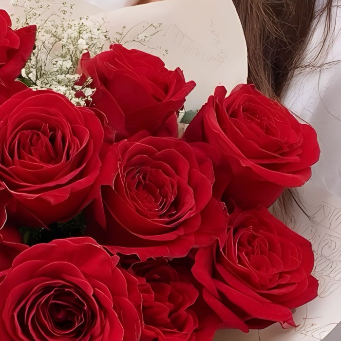 Букет 9 красных роз 50 см