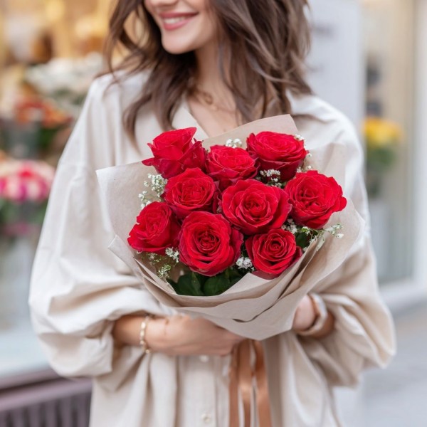 Букет маленькие розы 9 штук