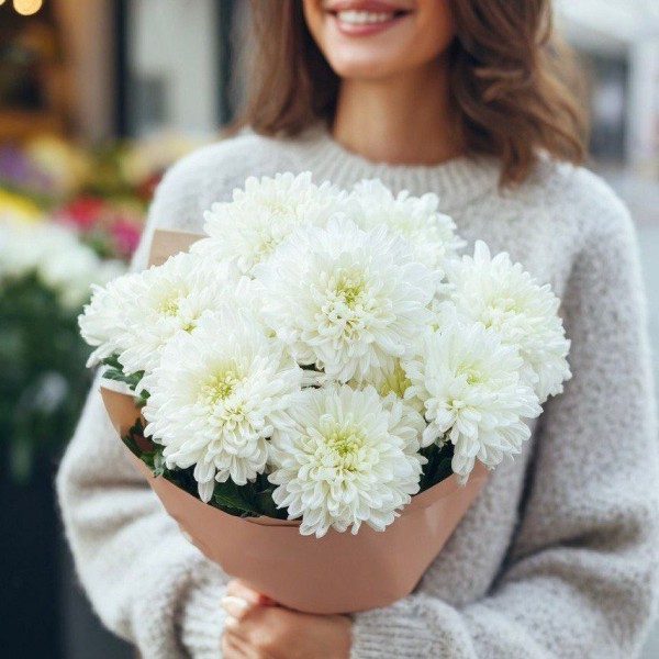 9 одноголовых хризантем