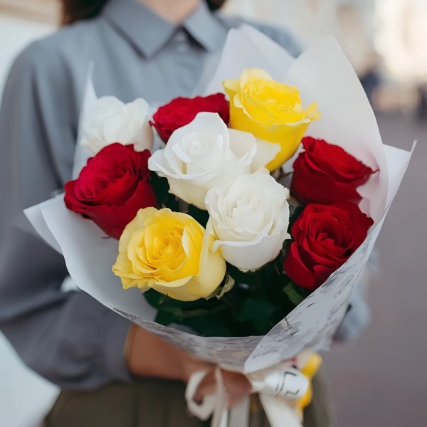 Розы микс 50 см 9 штук