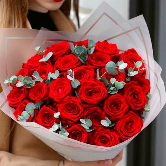 Букет 25 роз 60 см