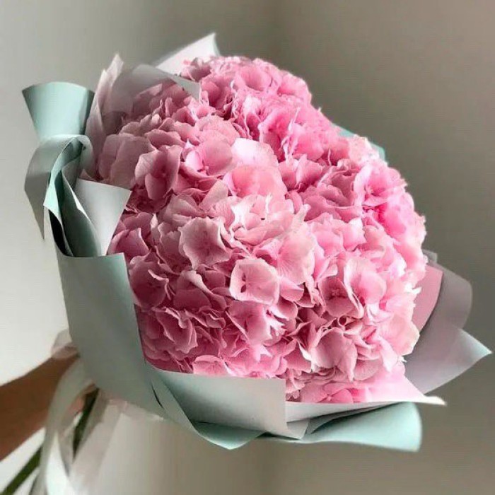 Букет 5 розовых гортензий