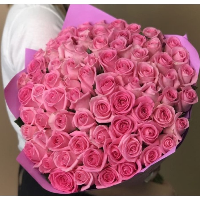 Букет 75 розовых роз