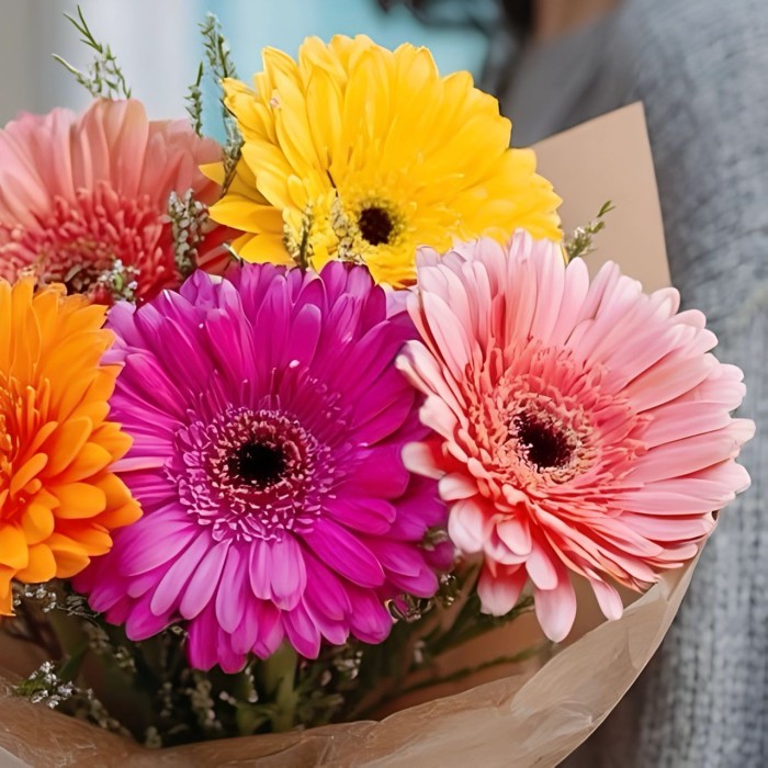 Букет 5 разноцветных гербер