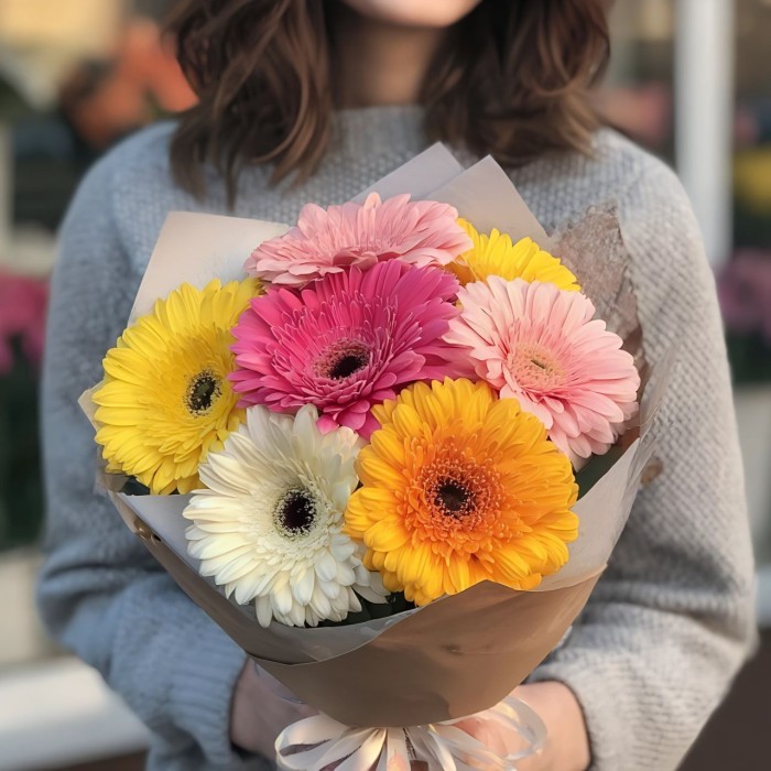 Букет 7 цветных гербер