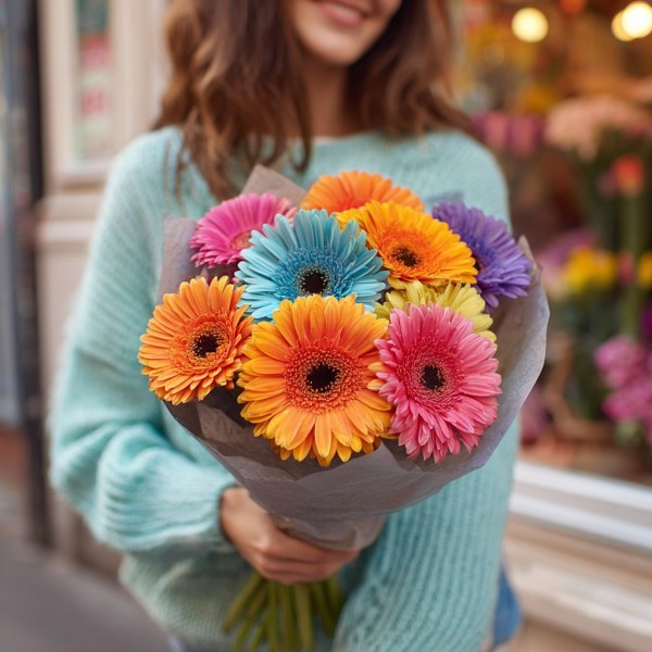 9 цветных гербер