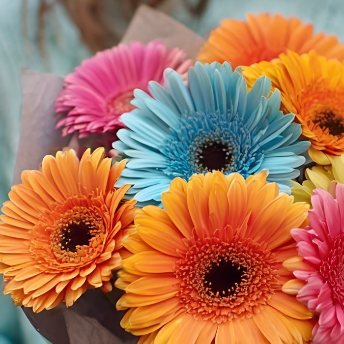 Букет 9 цветных гербер