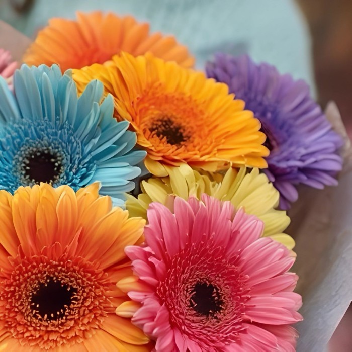 Букет 9 цветных гербер