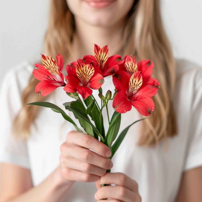1 ветка красной альстромерии