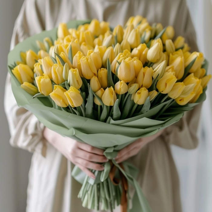 Букет 101 желтый тюльпан