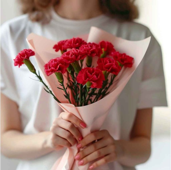 11 алых гвоздик