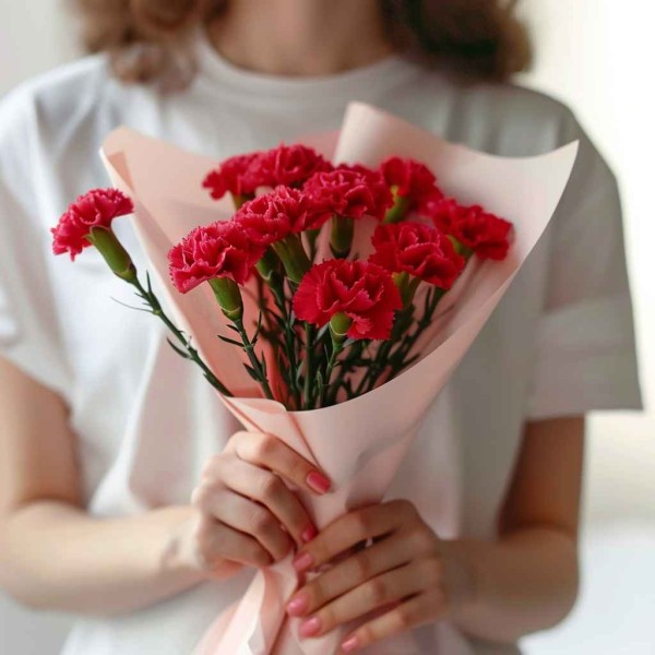 11 алых гвоздик