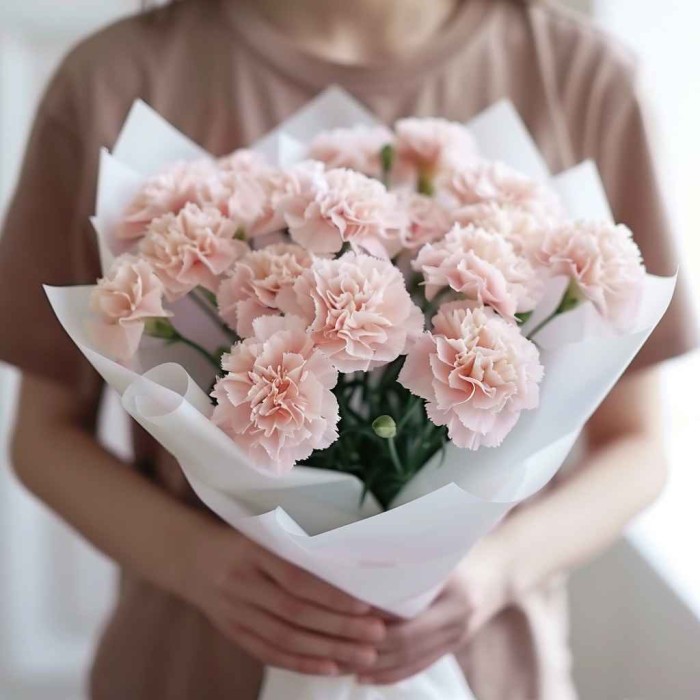 Букет 17 нежно-розовых гвоздик