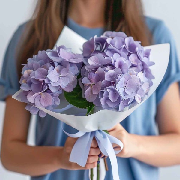 Букет 3 фиолетовые гортензии