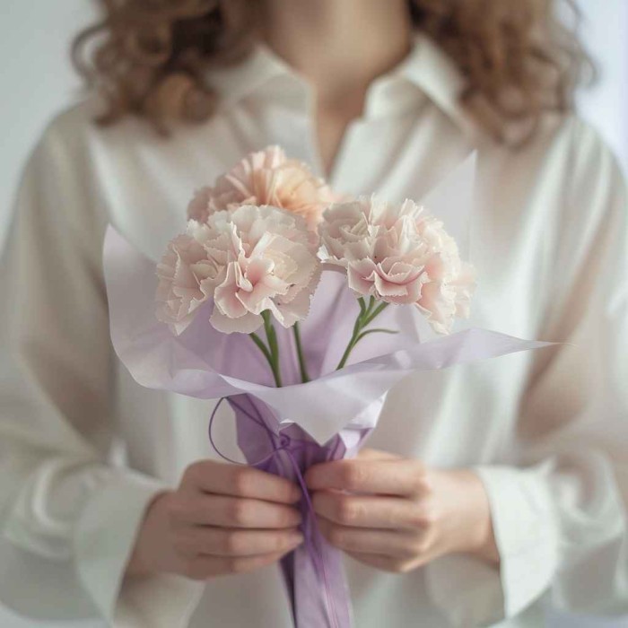 Букет 3 кремовые гвоздики