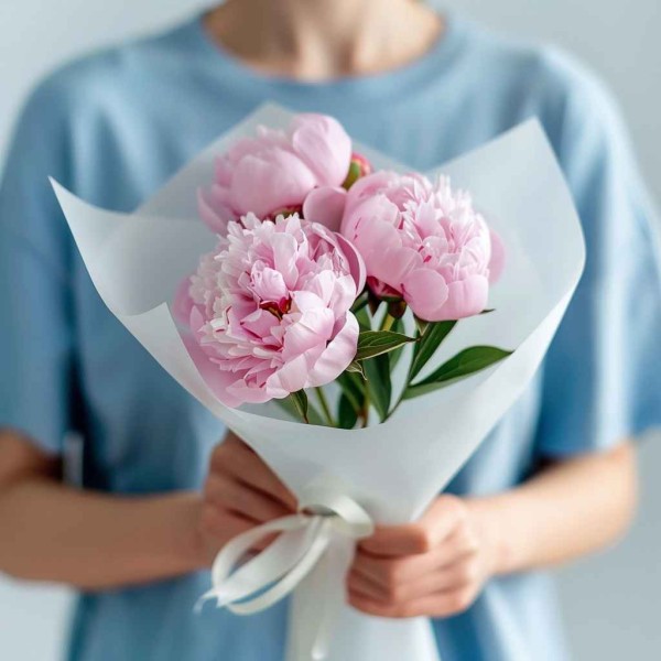 Букет 3 розовых пиона