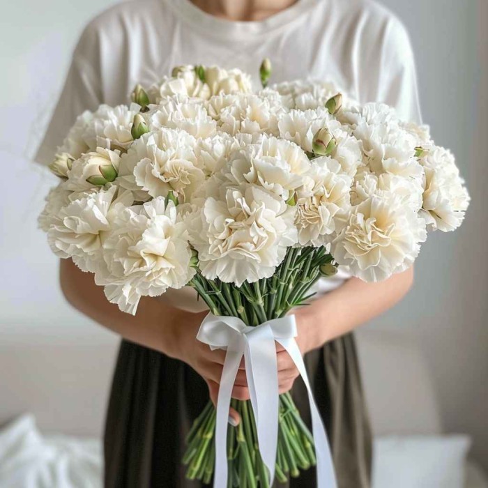 Букет 35 белых гвоздик
