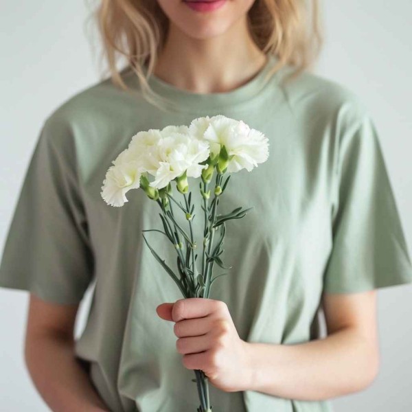 5 белых гвоздик