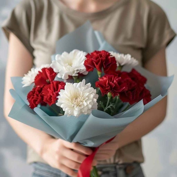 5 хризантем и 7 гвоздик