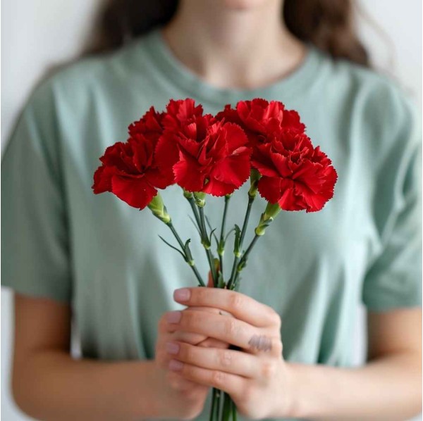 5 красных гвоздик