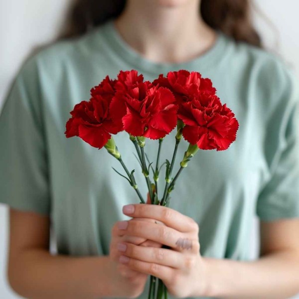 5 красных гвоздик