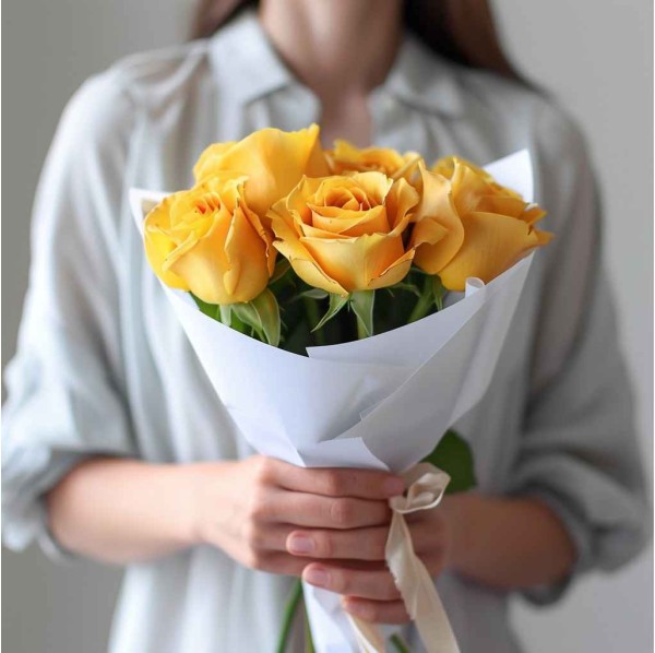 Букет 5 желтых роз