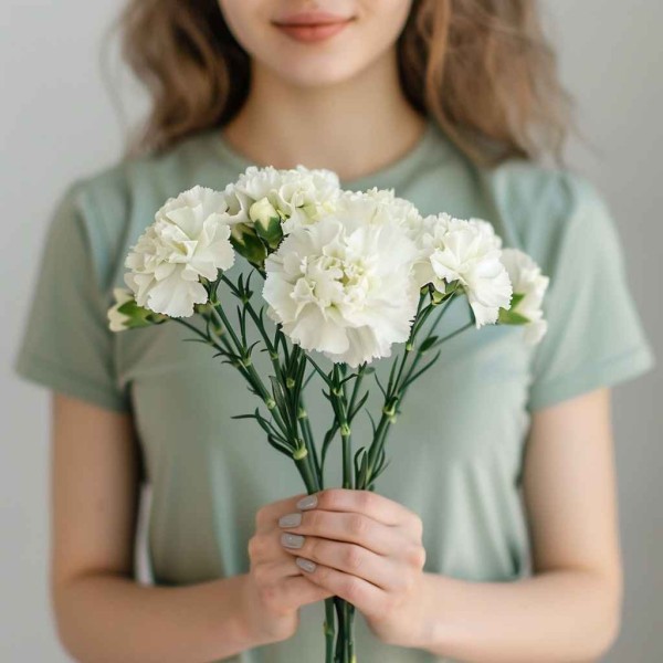 7 белых гвоздик