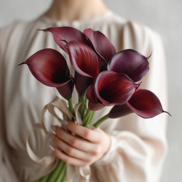 Букет 7 бордовых калл