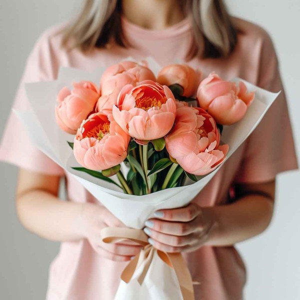 7 коралловых пионов