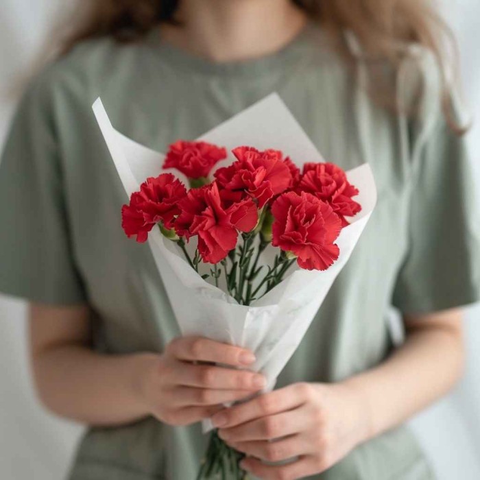 Букет 7 красных гвоздик