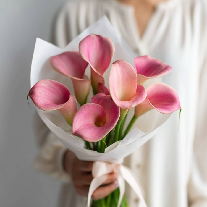 Букет 7 розовых калл