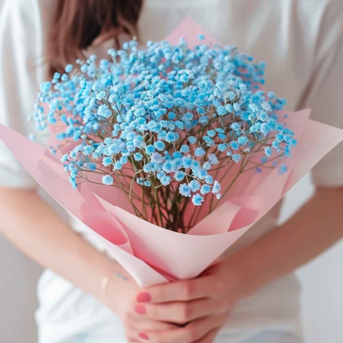 Букет 9 синих гипсофил