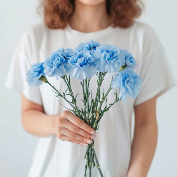 9 синих гвоздик