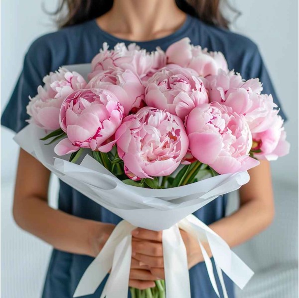 Букет из розовых пионов