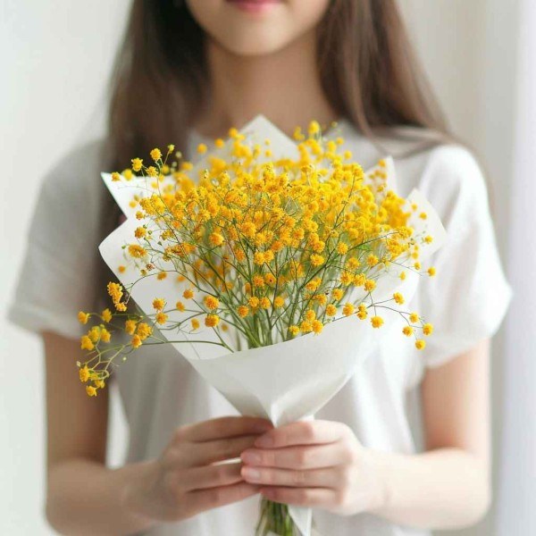 Букет желтых гипсофил