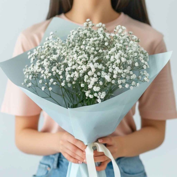 Монобукет 11 белых гипсофил