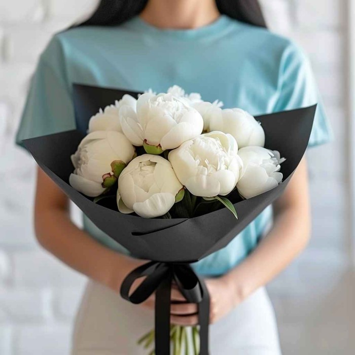 Букет Пионы белые 9 штук