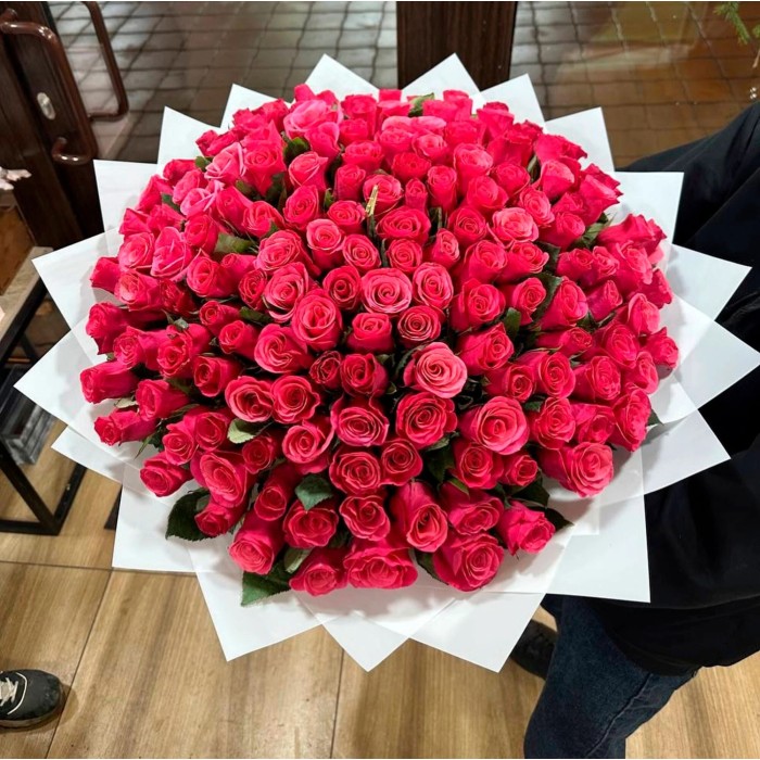 Букет 101 красная роза 70 см